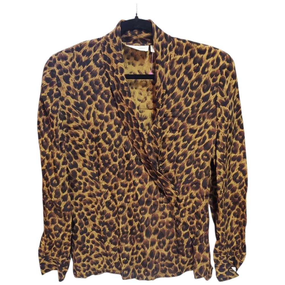 Dana Buchman Animal Print Blouse - Brown and Black Size 4